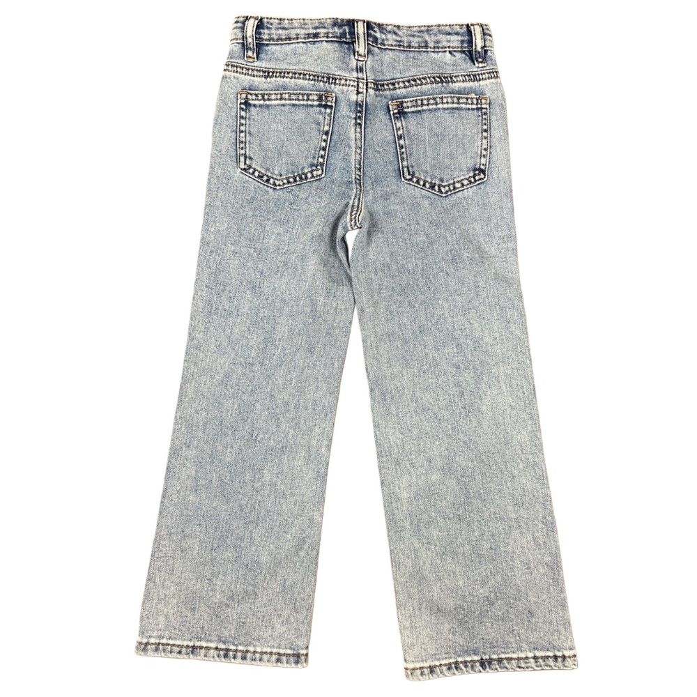 NWT Tractr Girls Size 6 Wide Leg Graphic Blue Jeans Peace Rainbow Painted Denim - Picture 2 of 6